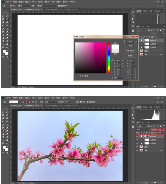 Photoshop结合LR调出更有意境的桃花