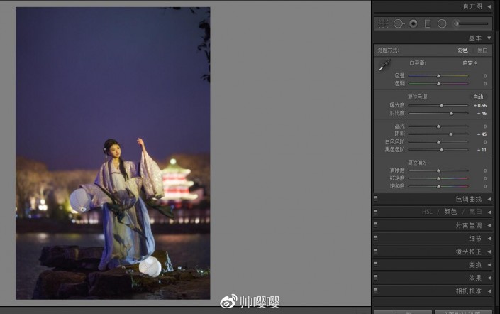 夜景调色:用LR给夜景人像进行修图