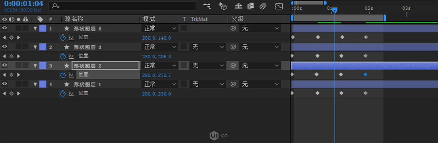 AE制作流畅的图形有顺序移动动画效果