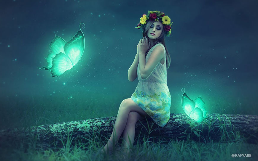 Photoshop合成梦幻仙境场景的精灵仙子