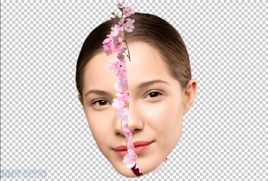 Photoshop合成创意头像长出花朵效果