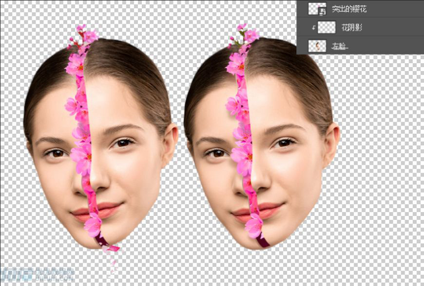 Photoshop合成创意头像长出花朵效果