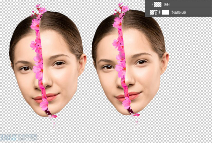 Photoshop合成创意头像长出花朵效果