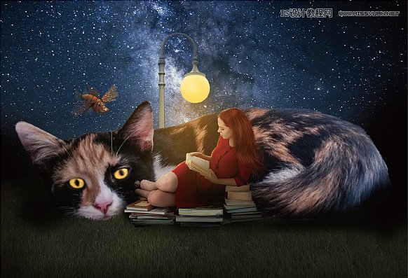 Photoshop制作创意的美女和野兽场景图片合成教程