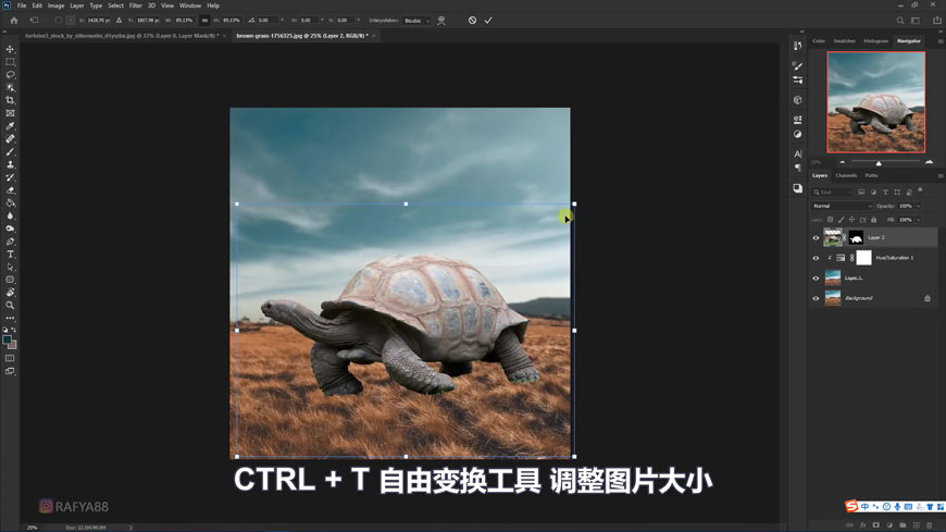 Photoshop合成创意的乌龟背着城堡效果图