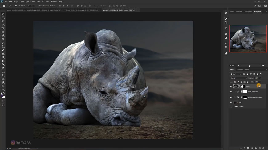 Photoshop合成水晶长有水晶的犀牛