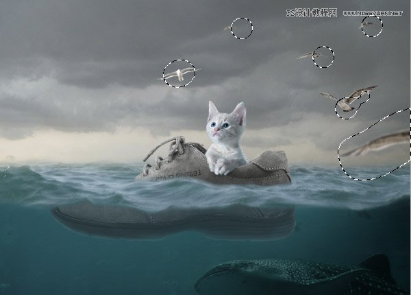 创意合成：用PS合成水中漂流的可爱猫咪