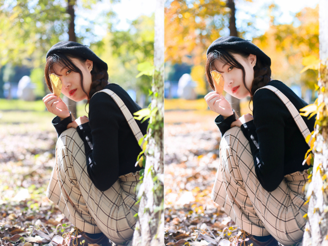 摄影师如何排除秋季暖黄色人像效果